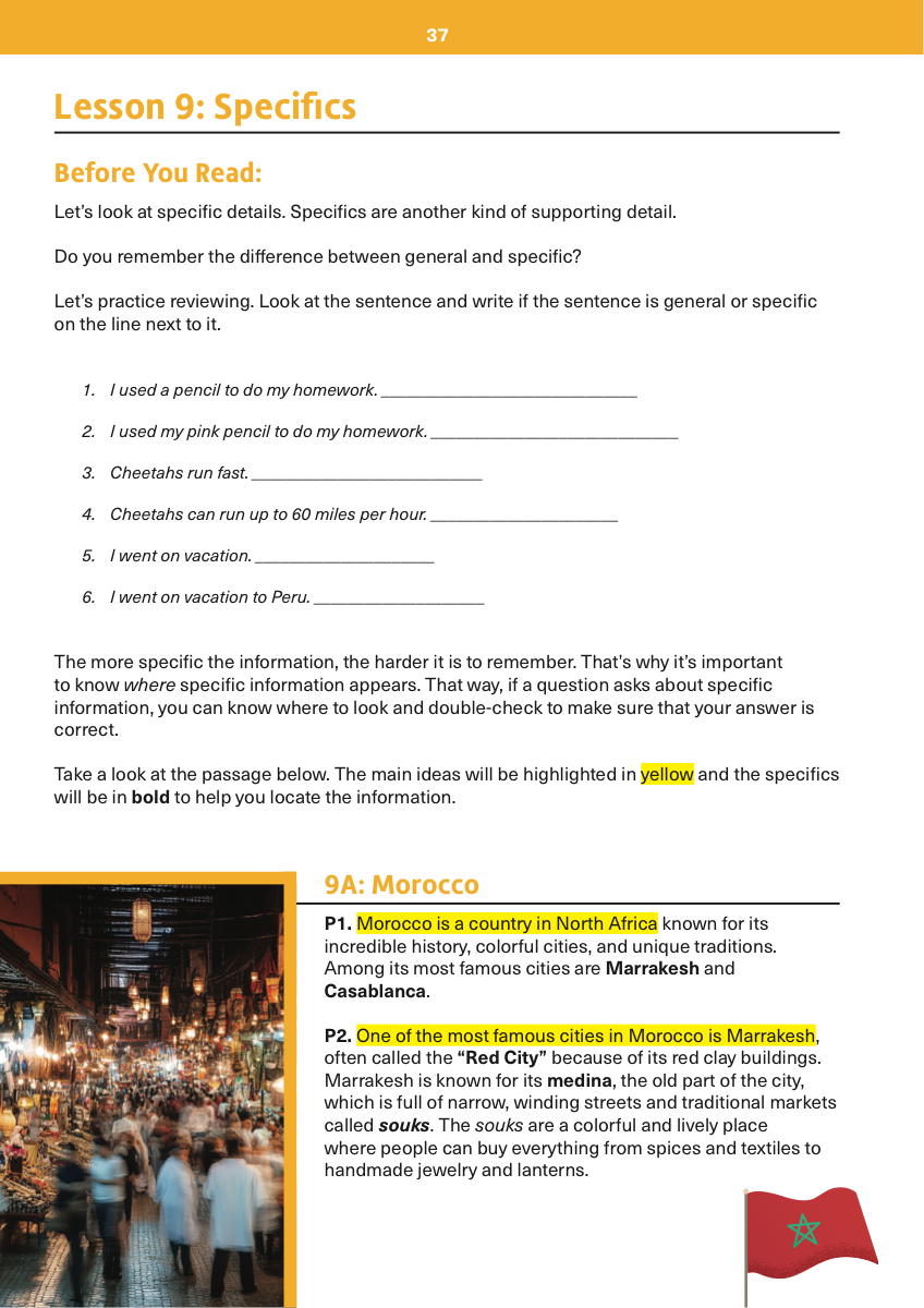 First page of Reading Compass Level 3, Vol 1 — Lesson 9