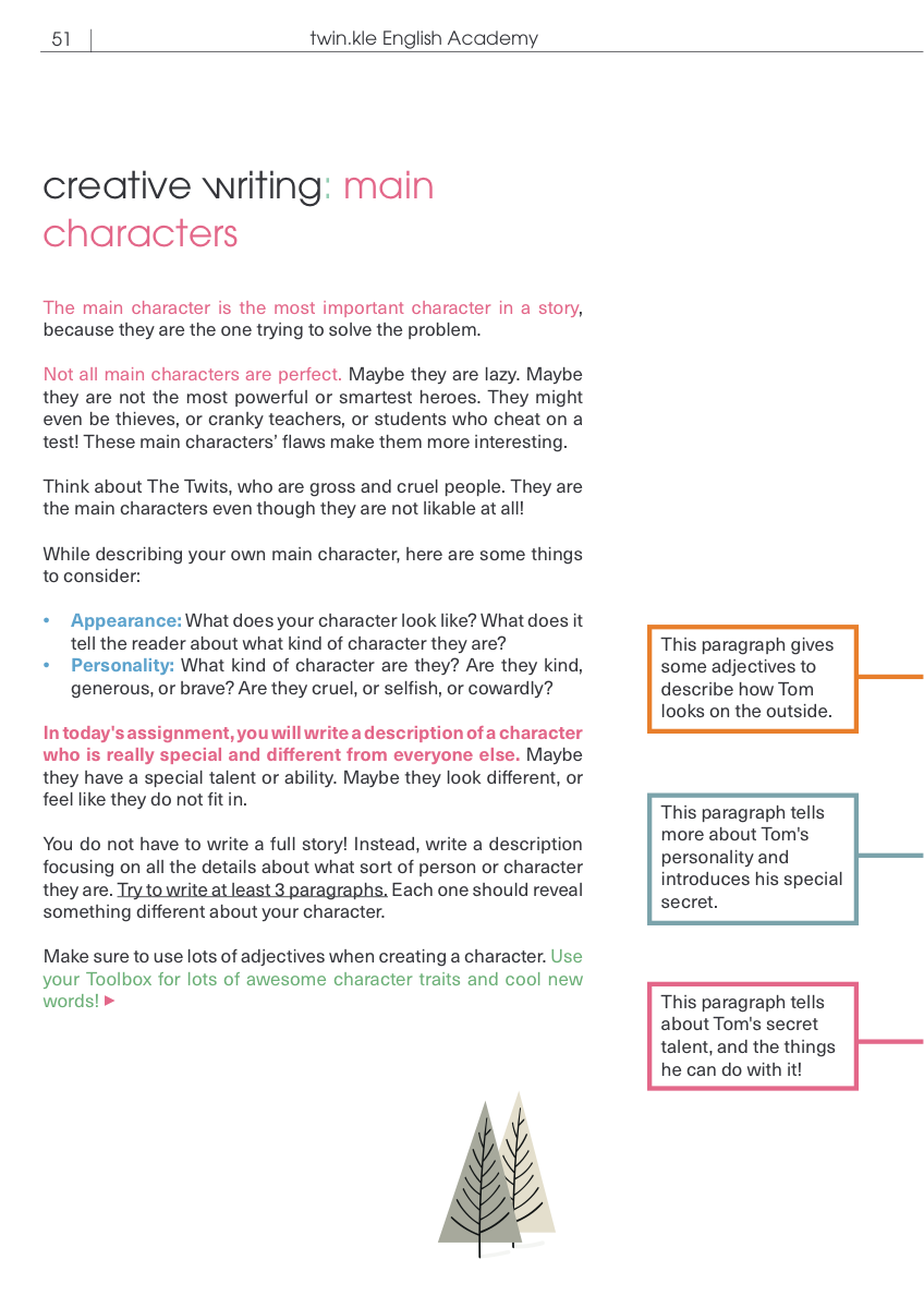 First page of Grade 1 Fiction — Week 5 Writing
